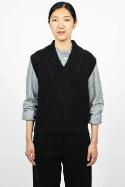 Margaret Howell Shawl Collar Slipover Ink| Tops