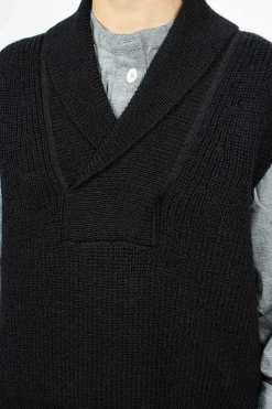 Margaret Howell Shawl Collar Slipover Ink| Knitwear