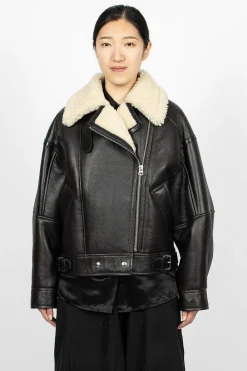 Acne Studios Shearling Jacket Dark Brown| Outerwear