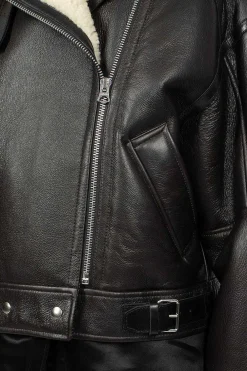 Acne Studios Shearling Jacket Dark Brown| Outerwear