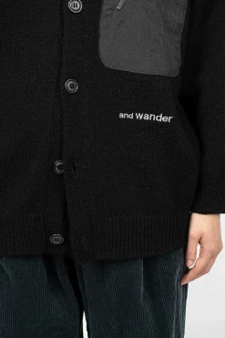 and wander Shetland Wool Cardigan Black| Knitwear