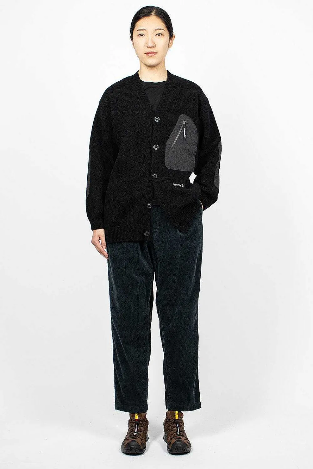 and wander Shetland Wool Cardigan Black| Knitwear