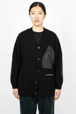 and wander Shetland Wool Cardigan Black| Outerwear