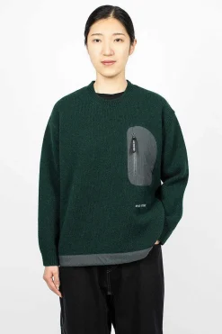 and wander Shetland Wool Jumper Green| Knitwear