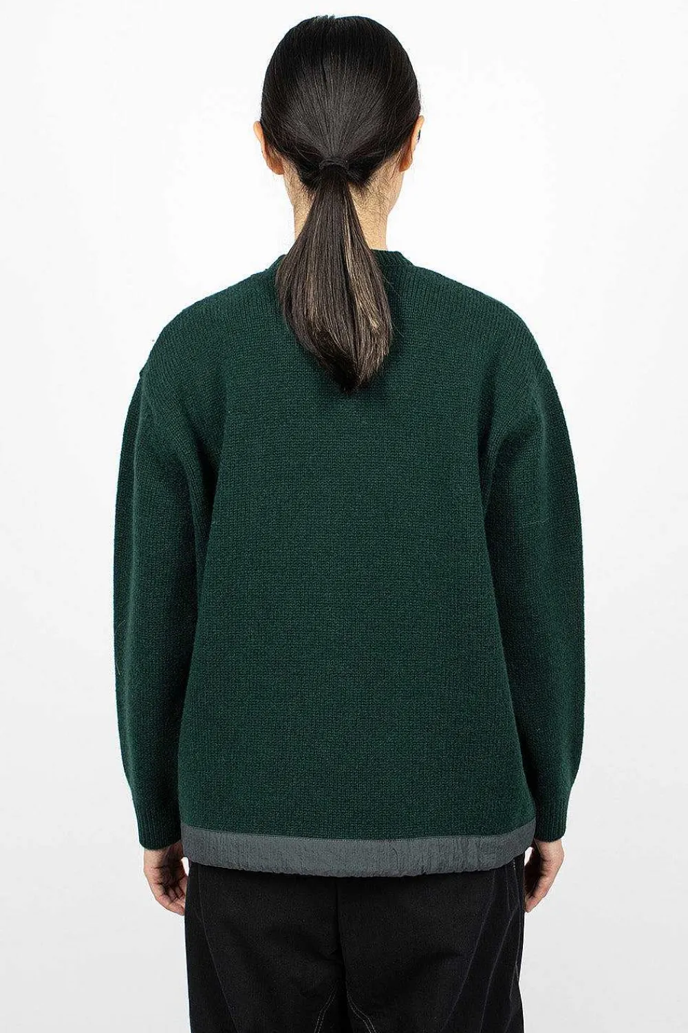 and wander Shetland Wool Jumper Green| Knitwear