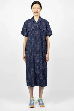 Needles Shirt Dress Floral Navy| Dresses