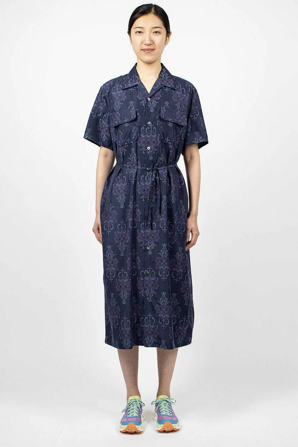 Needles Shirt Dress Floral Navy| Dresses