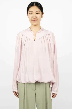 Dries Van Noten Silk Drawstring Blouse Blush| Tops