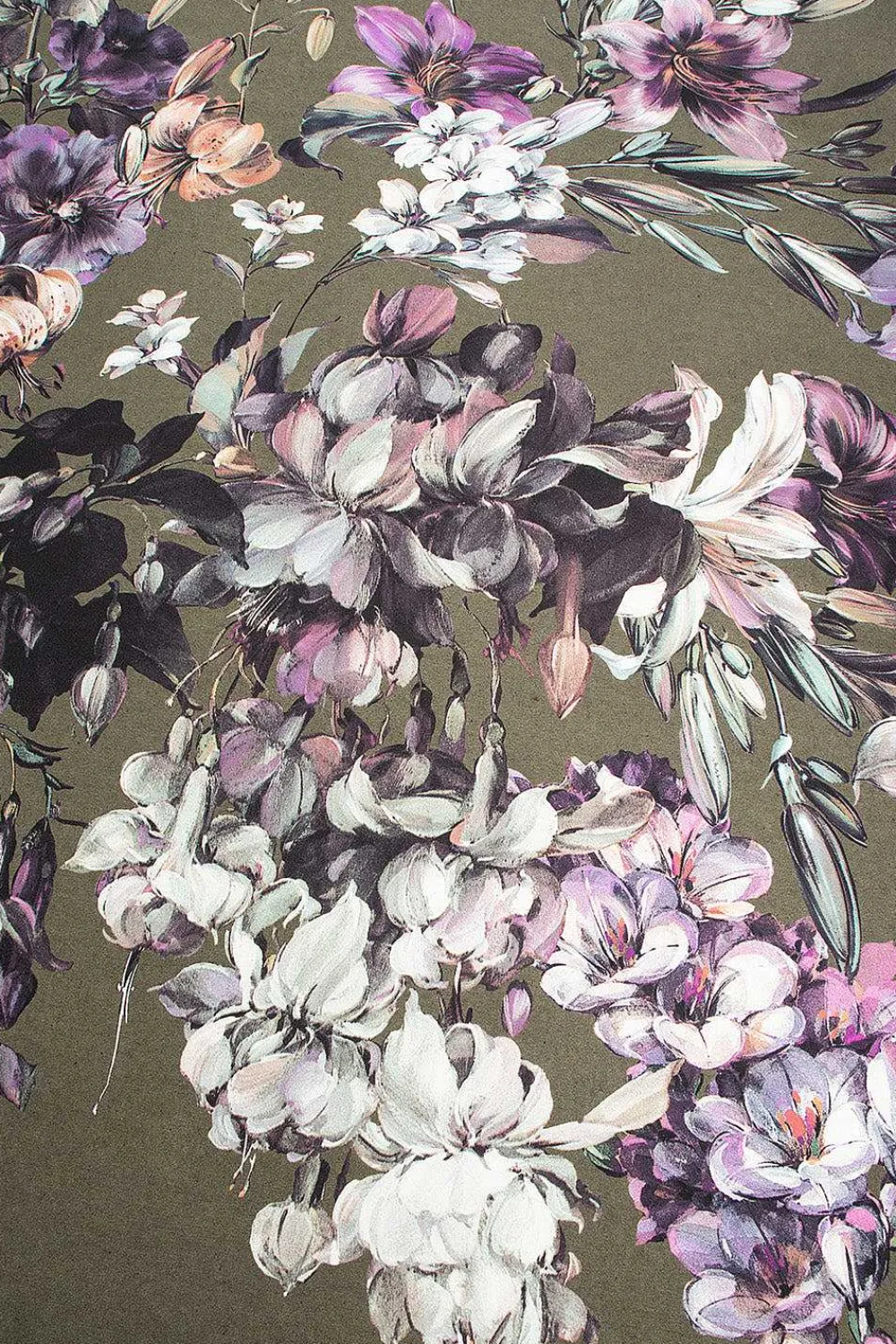 Dries Van Noten Silk Scarf Khaki Floral| Scarves & Gloves