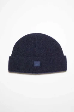 Acne Studios Small Ribbed Beanie Navy| Hats