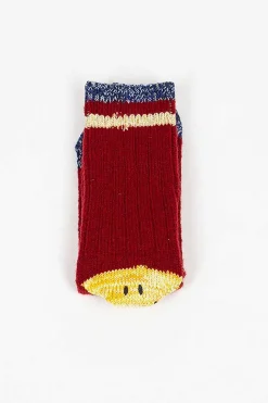 Kapital Soft Smiley Sock Red| Tights & Socks