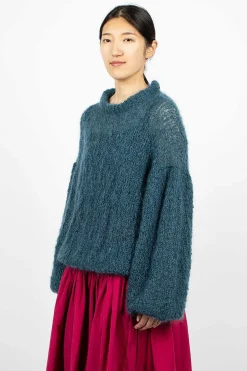 Casey Casey Stitch Crewneck Teal| Tops