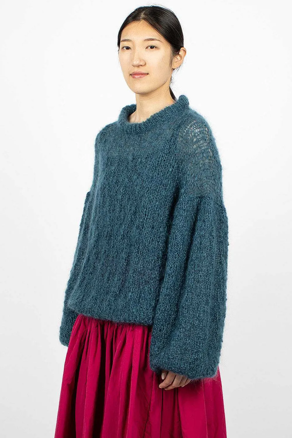 Casey Casey Stitch Crewneck Teal| Tops