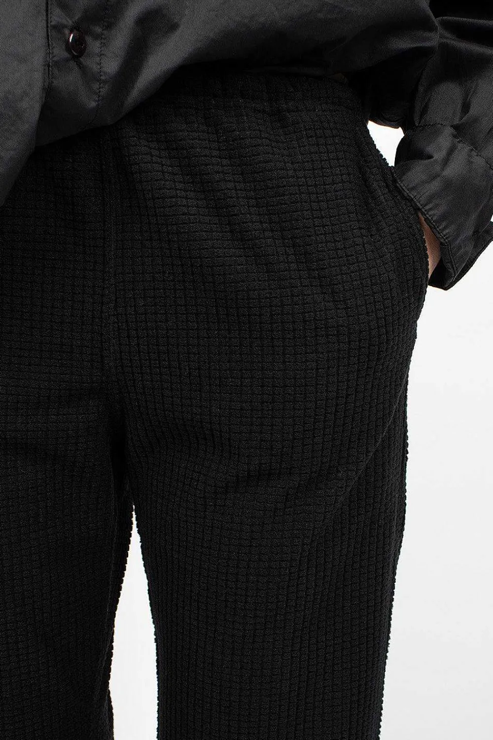 Engineered Garments FWK Stk Waffle Pant Black| Trousers