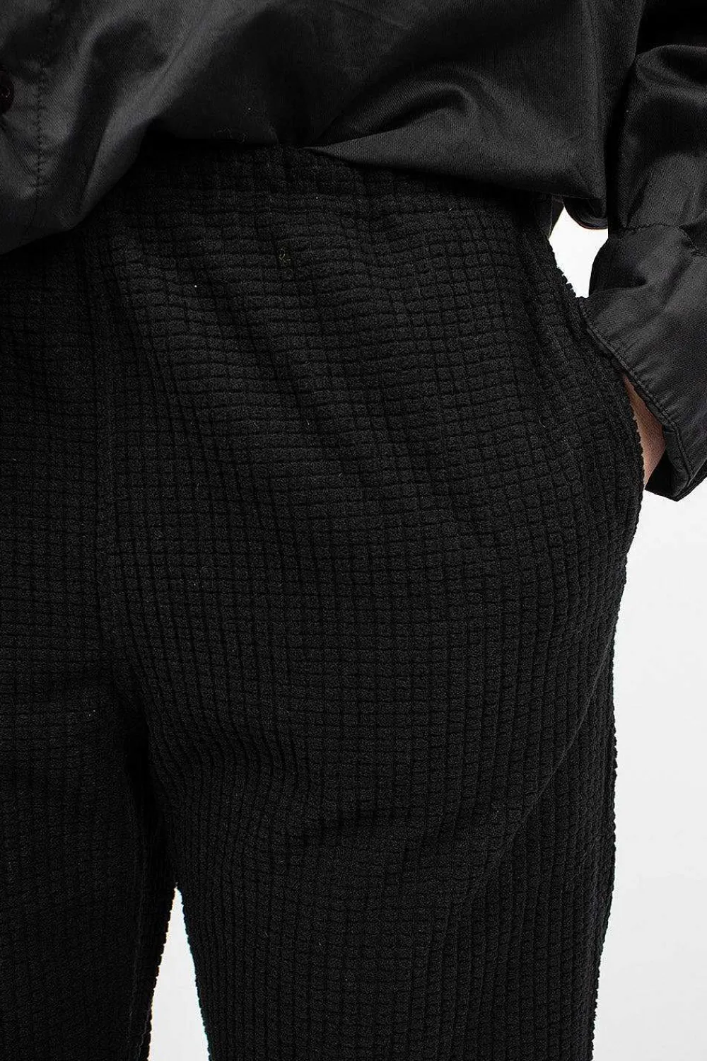 Engineered Garments FWK Stk Waffle Pant Black| Trousers