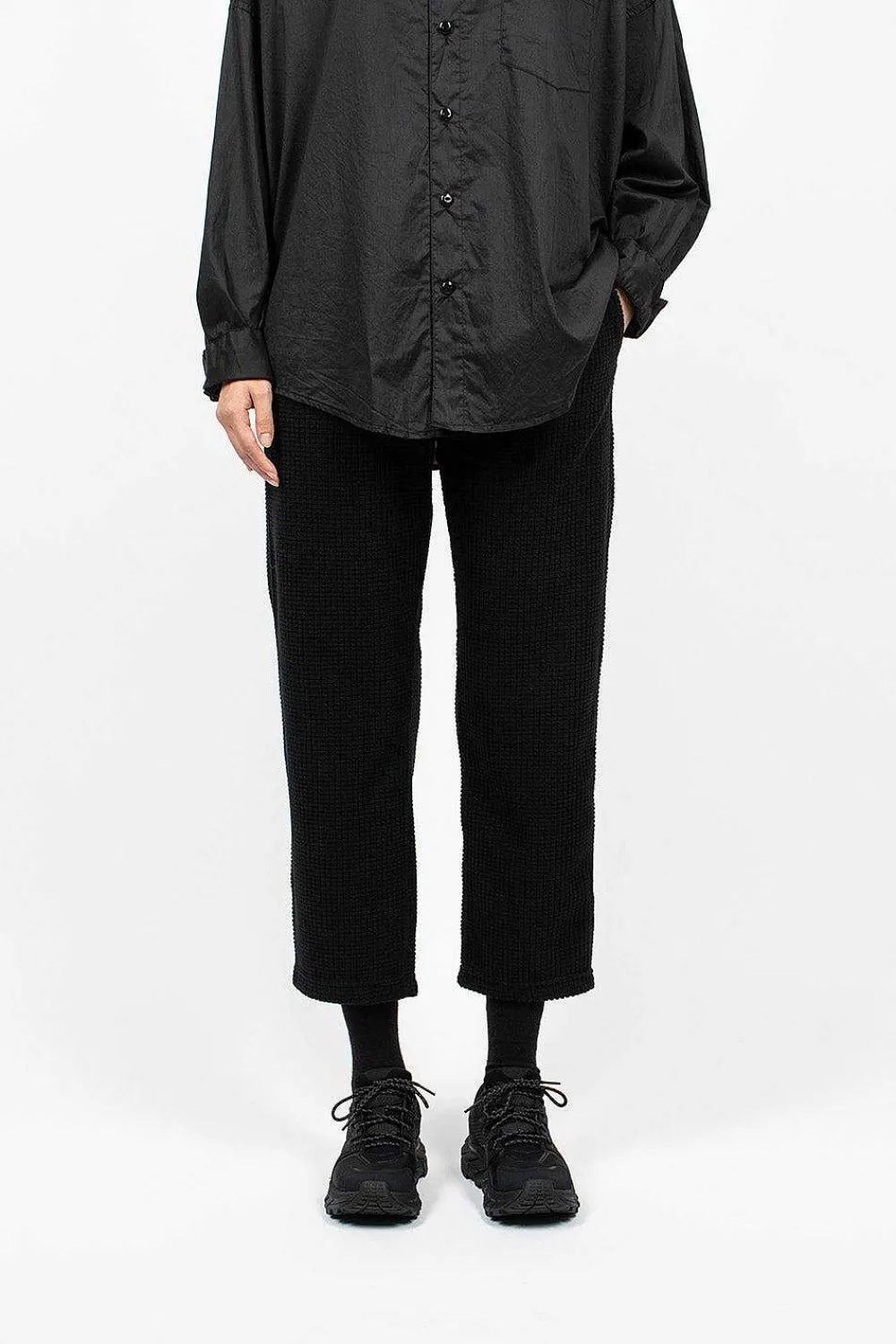 Engineered Garments FWK Stk Waffle Pant Black| Trousers
