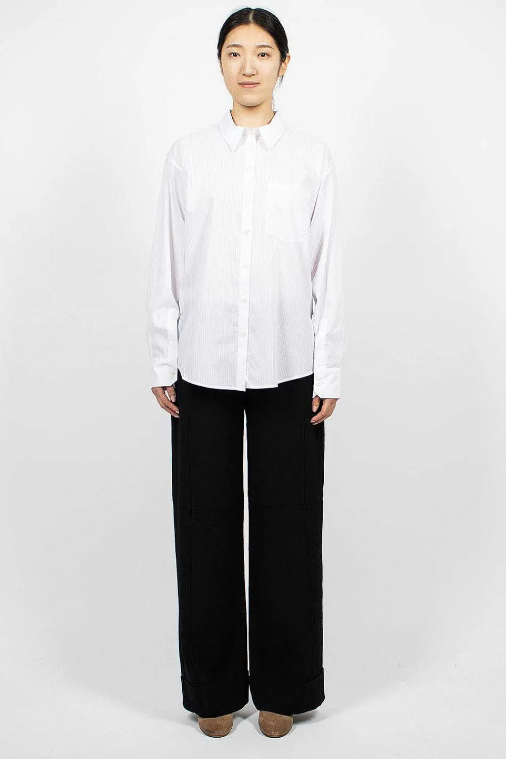 Acne Studios Striped Button-Up Shirt White| Shirts