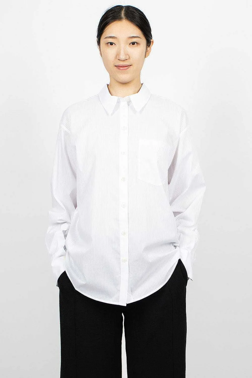 Acne Studios Striped Button-Up Shirt White| Shirts