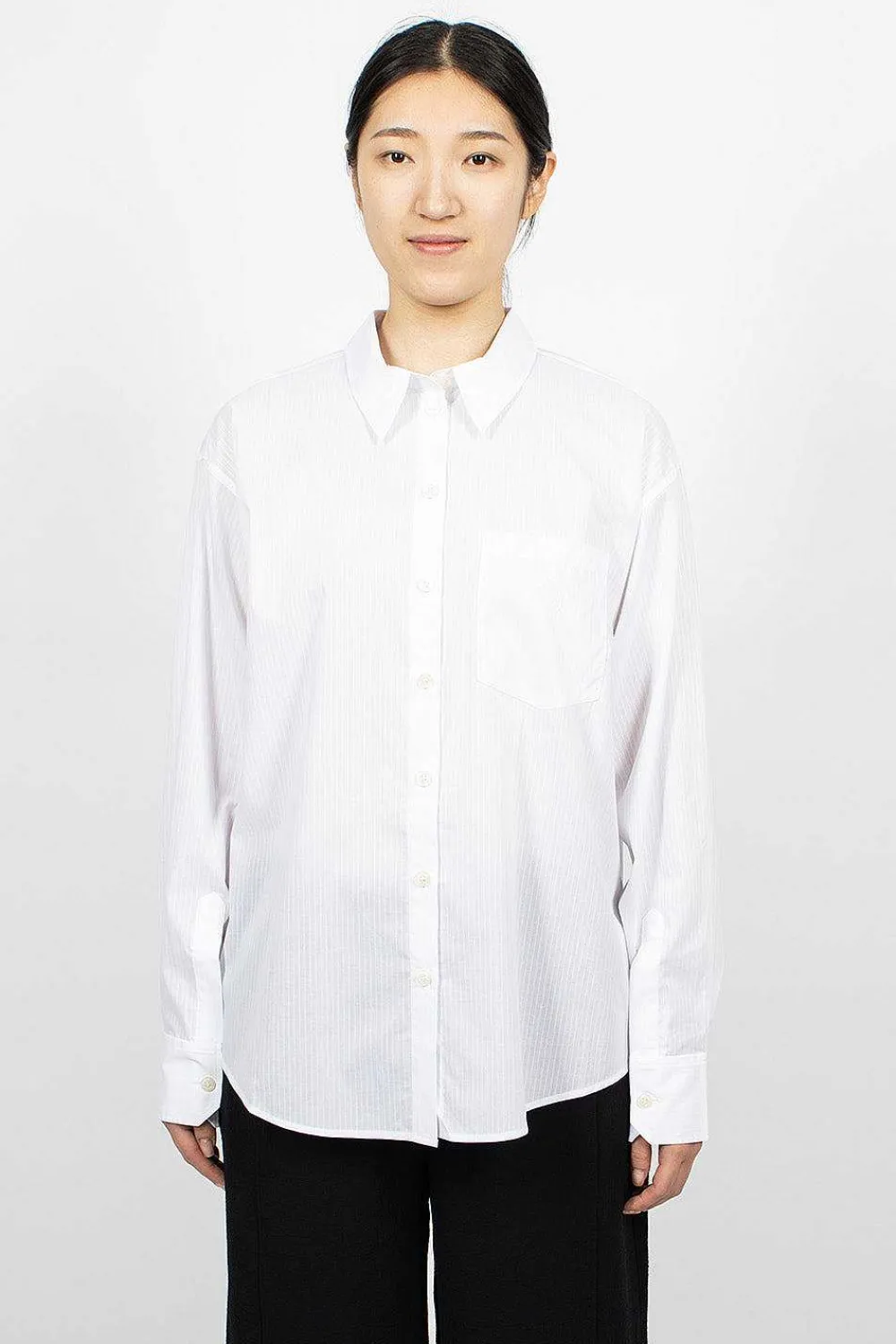 Acne Studios Striped Button-Up Shirt White| Shirts