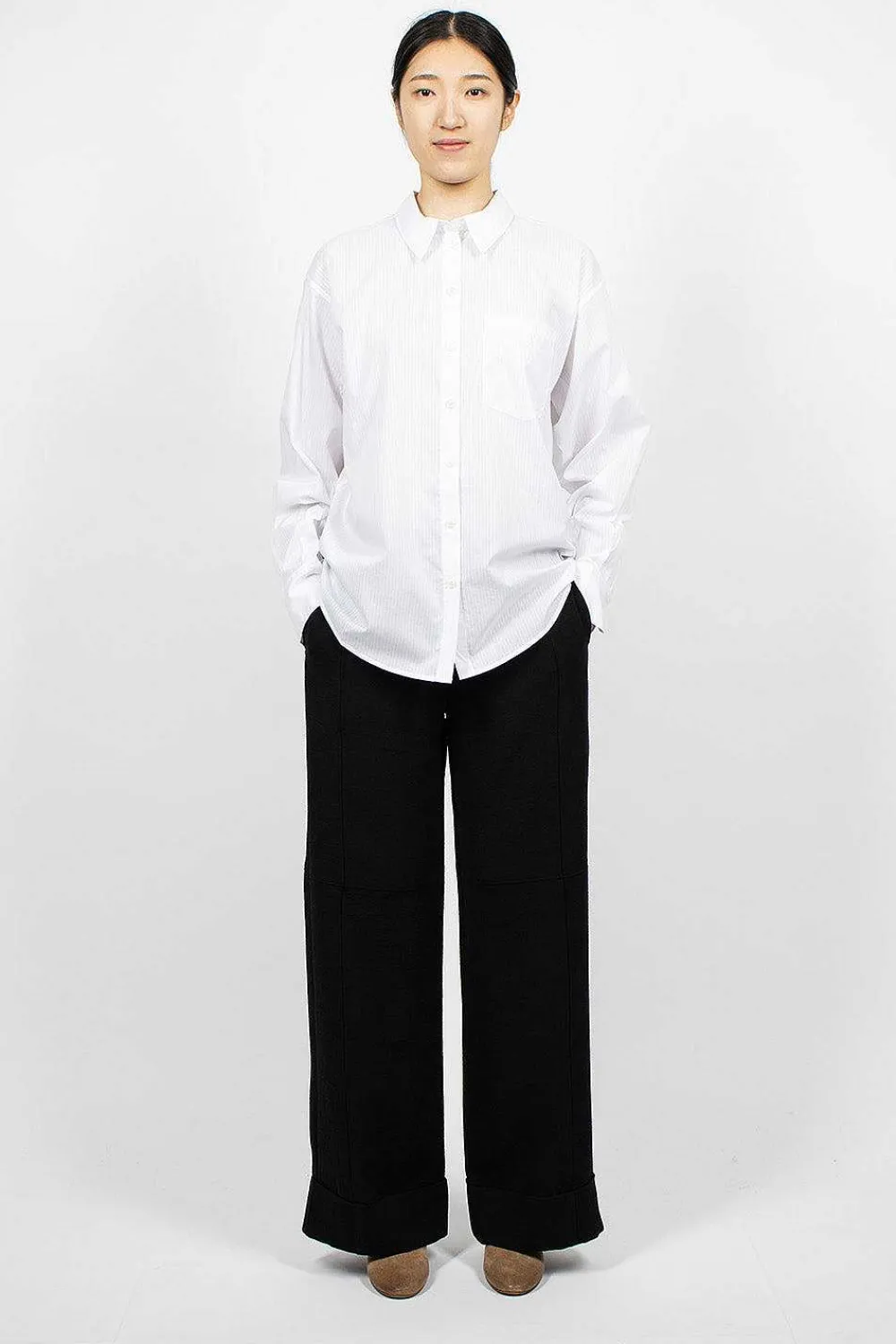 Acne Studios Striped Button-Up Shirt White| Shirts