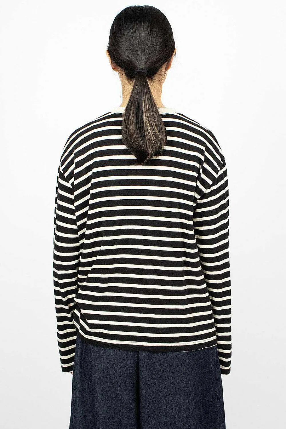 Ichi Antiquités Striped Pullover Black| Tops