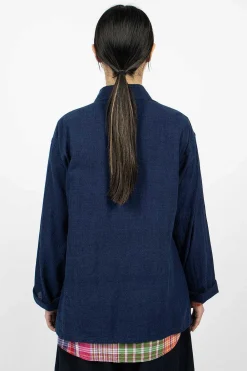 Engineered Garments FWK Tibet Shirt Cotton Voile Navy| Outerwear