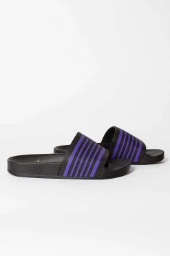 Needles Track Line Shower Sandals Black/Purple| Shoes