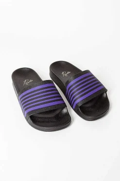 Needles Track Line Shower Sandals Black/Purple| Shoes