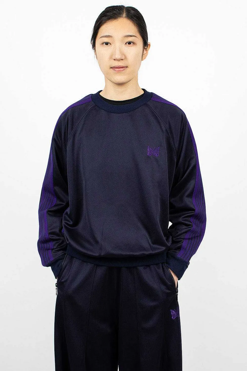 Needles Track Sweatshirt Navy| Tops