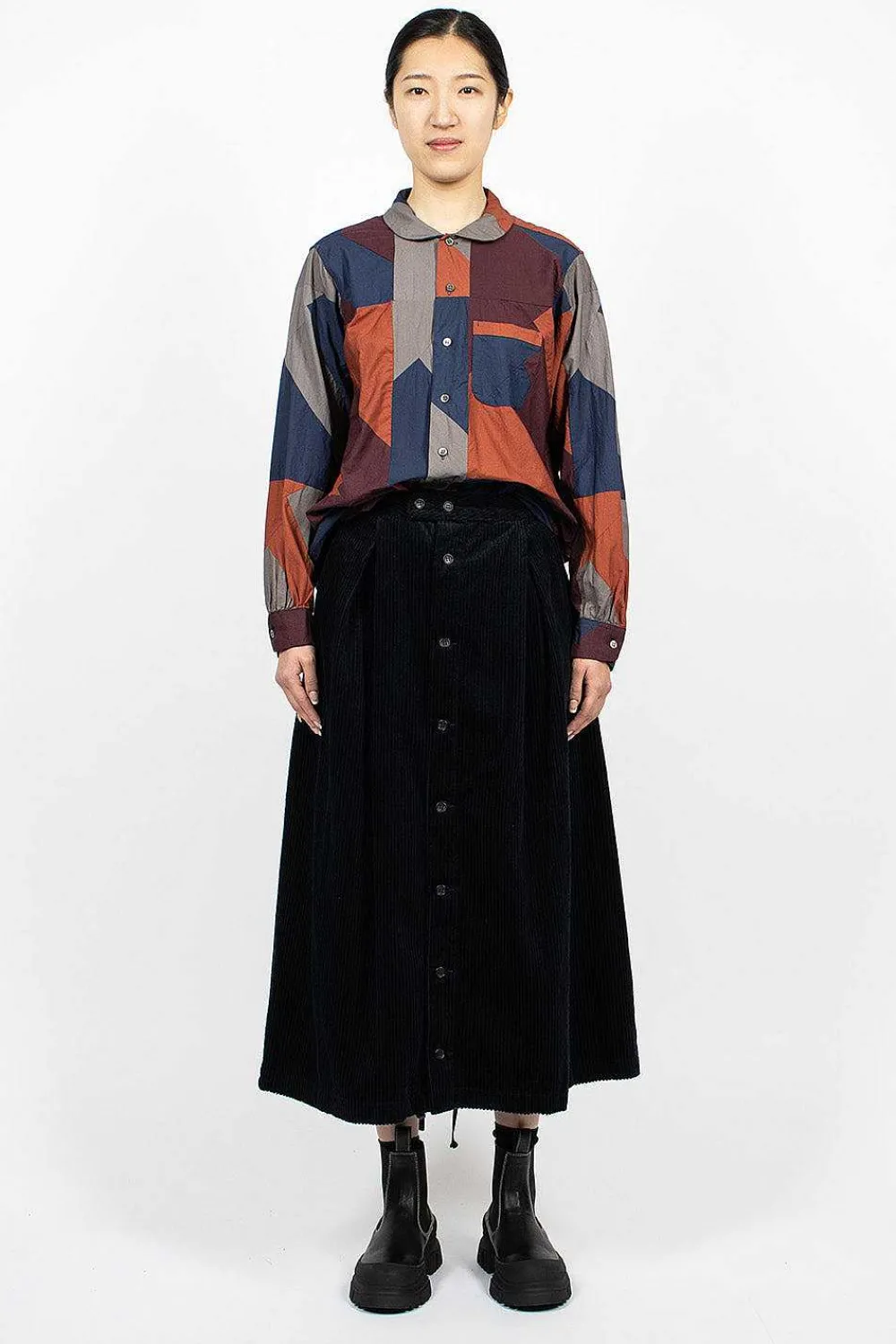 Engineered Garments FWK Tuck Skirt Dark Navy| Skirts