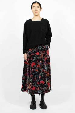 Engineered Garments FWK Tuck Velveteen Skirt Bird Print| Skirts