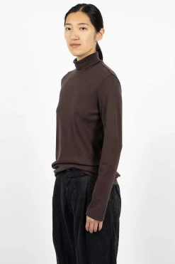 Black Crane Turtleneck Top Plum| Tops