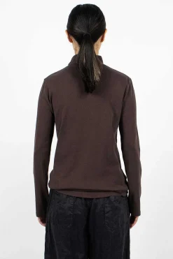 Black Crane Turtleneck Top Plum| Tops