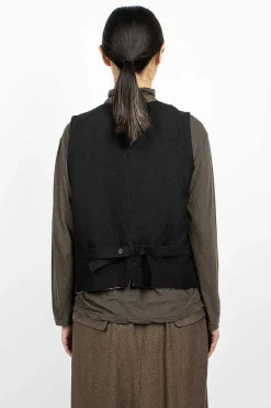 Vlas Blomme Two Tone Vest Brown Old Check| Outerwear