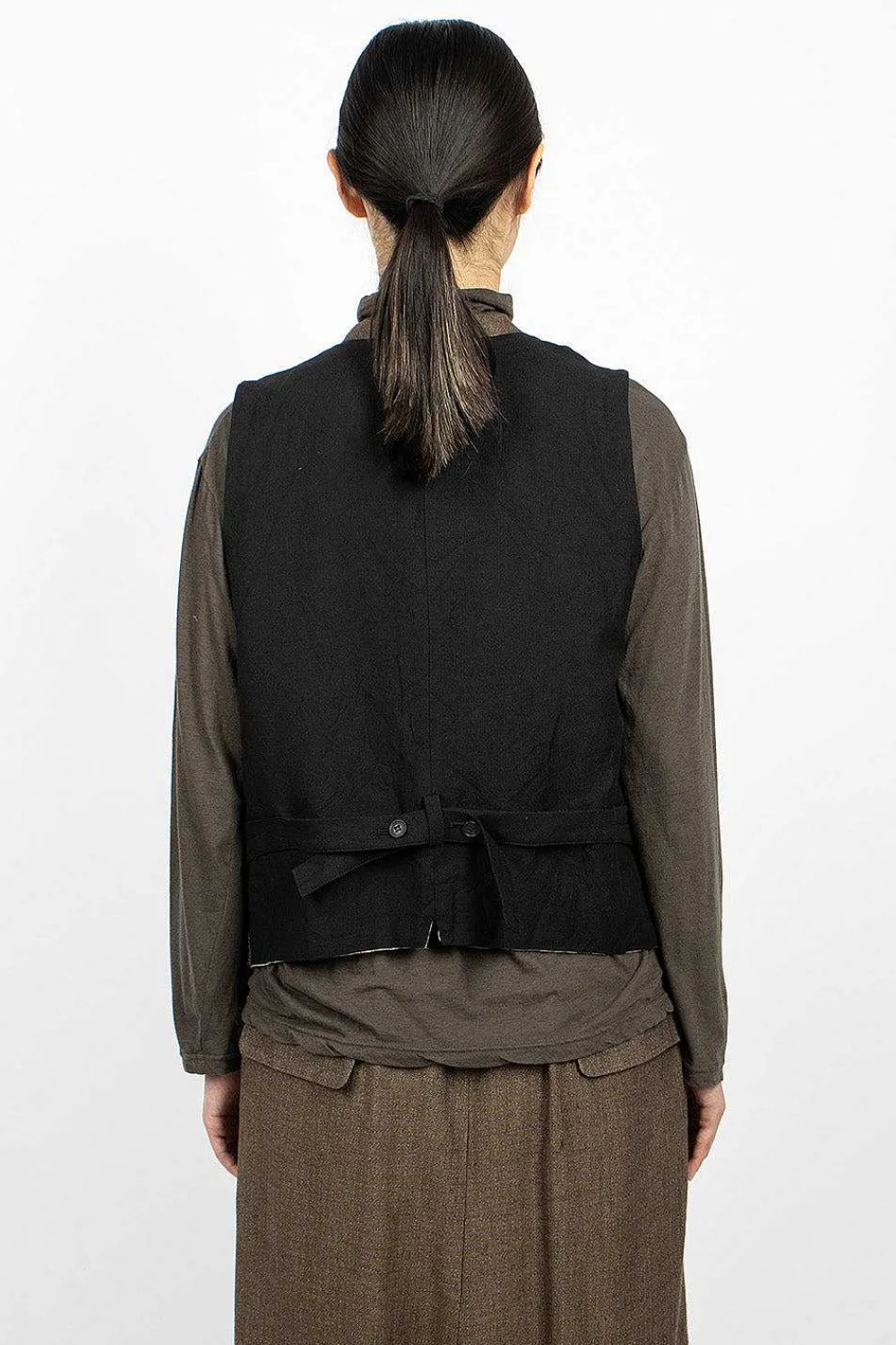 Vlas Blomme Two Tone Vest Brown Old Check| Outerwear