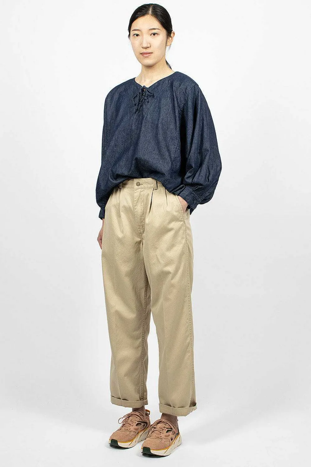 OrSlow Two Tuck Chino Khaki| Trousers