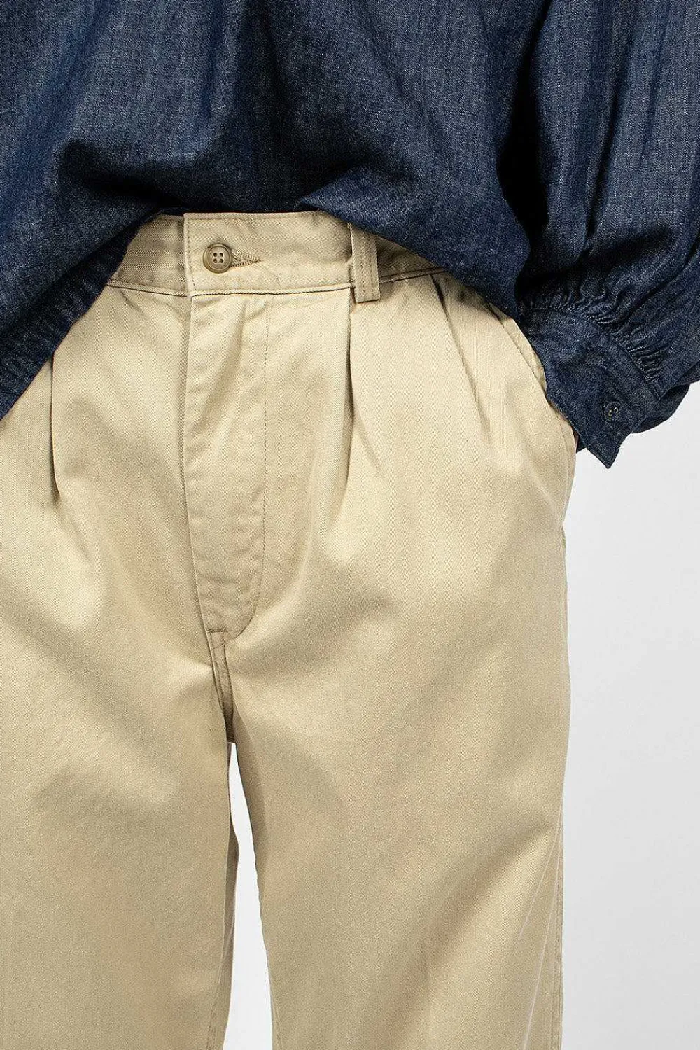 OrSlow Two Tuck Chino Khaki| Trousers