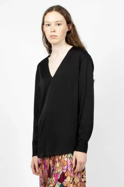 Dries Van Noten V Neck Blouse Black| Tops