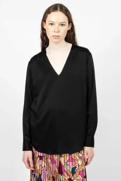 Dries Van Noten V Neck Blouse Black| Shirts