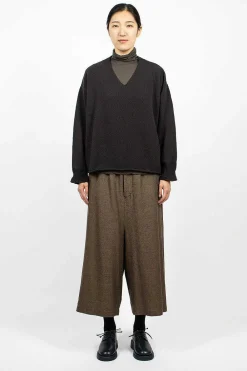 Vlas Blomme V Neck Pullover Brown/Black| Knitwear