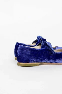 Daniela Gregis Velvet Ballerina Shoe Blue| Shoes
