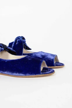 Daniela Gregis Velvet Ballerina Shoe Blue| Shoes