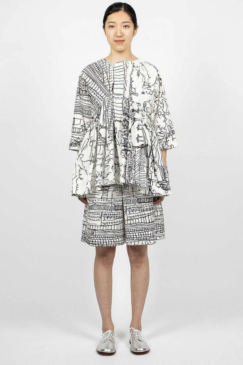 Daniela Gregis Village Print Bermuda Black/White| Trousers