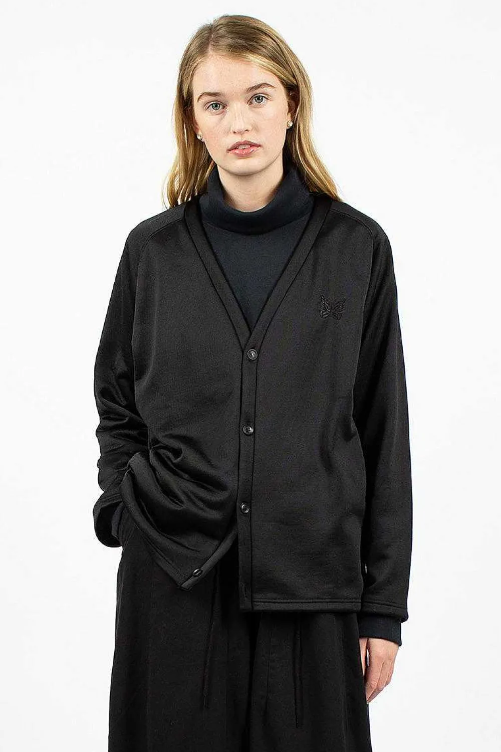 Needles V-Neck Jersey Cardigan Black| Outerwear