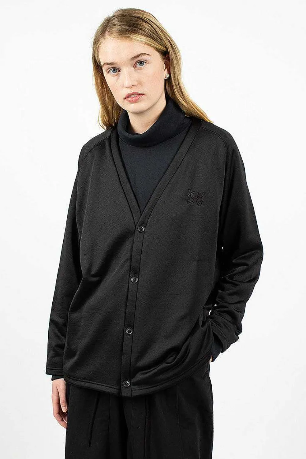 Needles V-Neck Jersey Cardigan Black| Outerwear