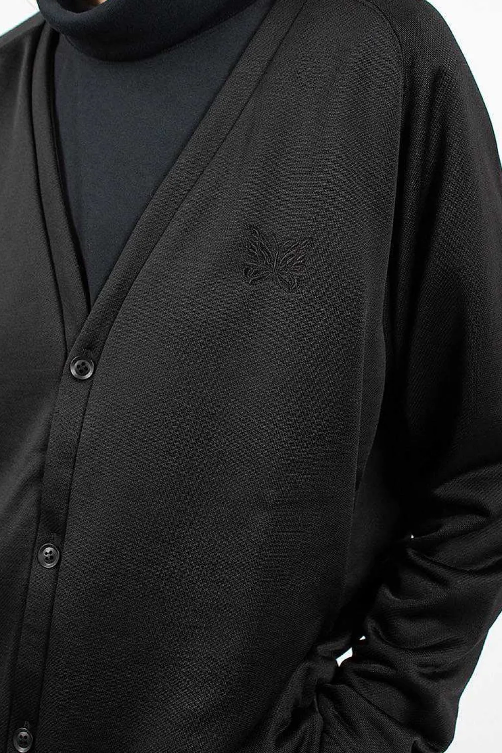 Needles V-Neck Jersey Cardigan Black| Outerwear