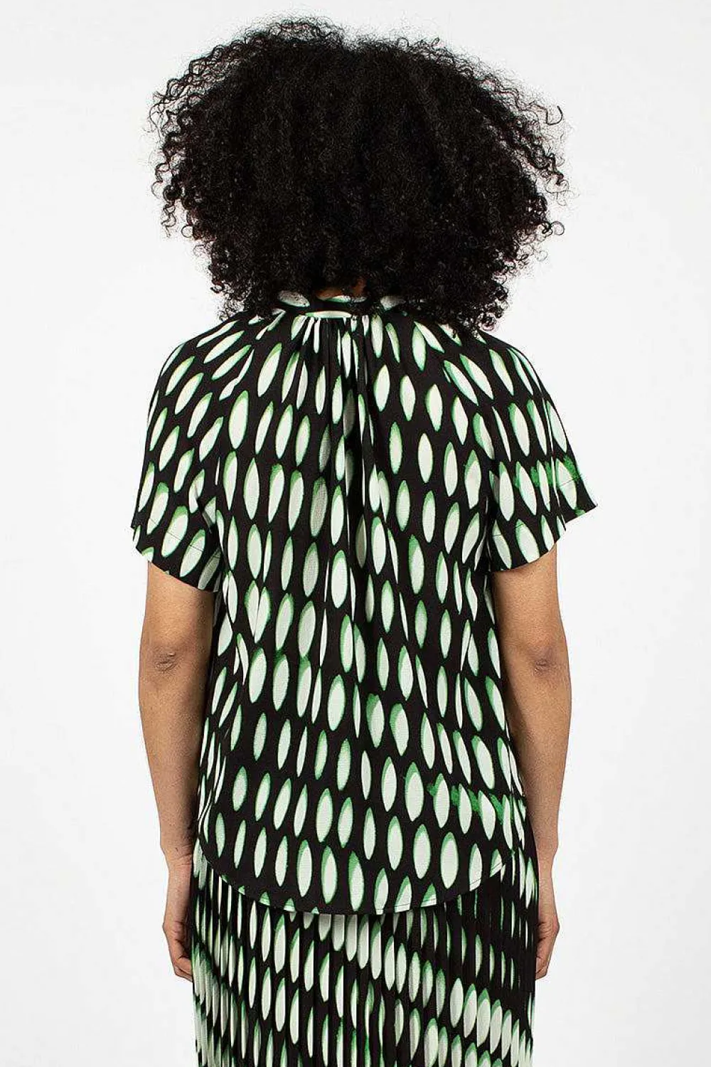 Dries Van Noten V-Neck Shirt Black/Green| Tops