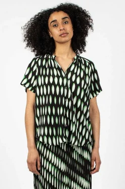 Dries Van Noten V-Neck Shirt Black/Green| Tops