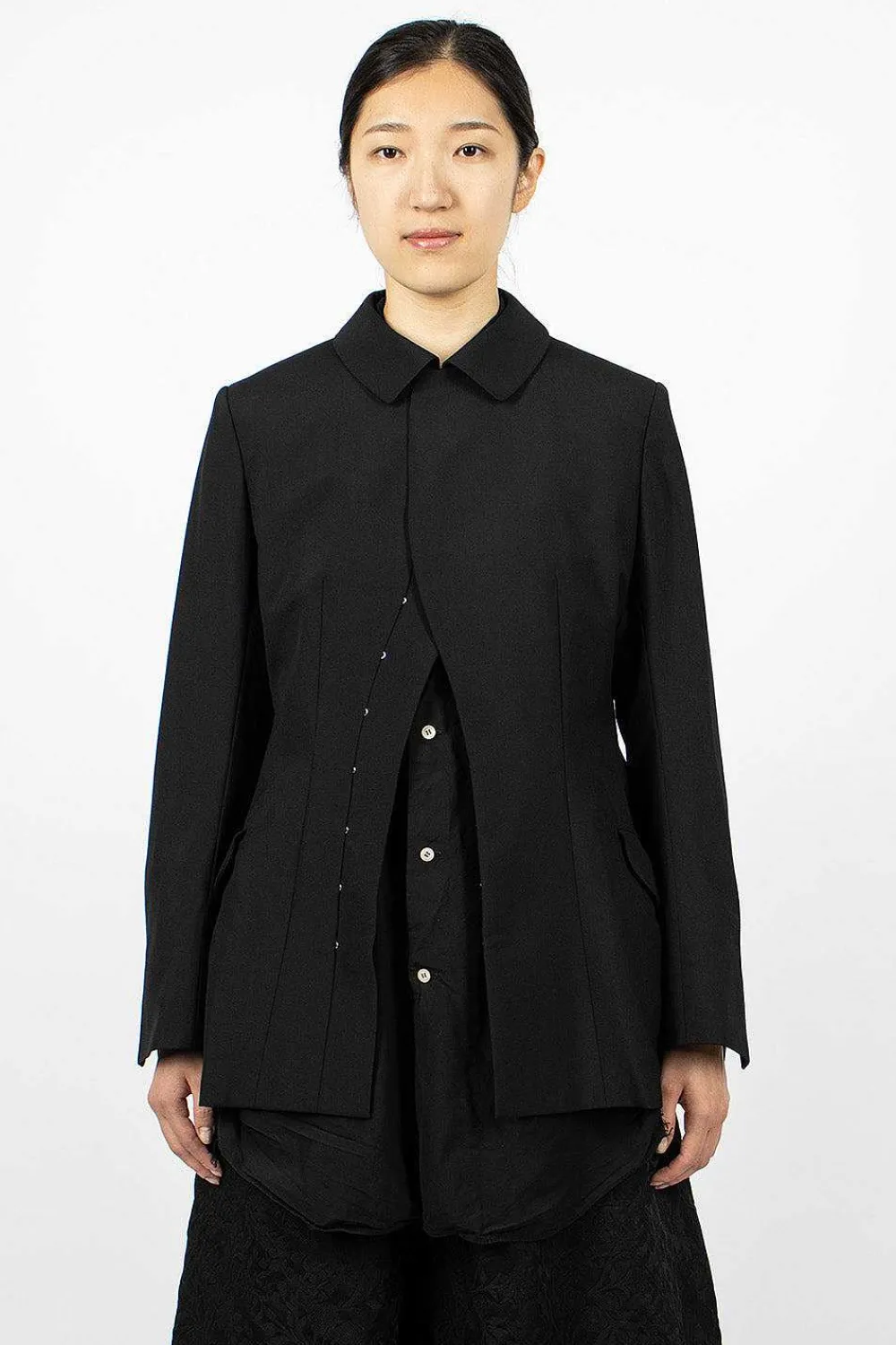 Comme Des Garçons Comme Des Garçons Waisted Hook Blazer Black| Outerwear