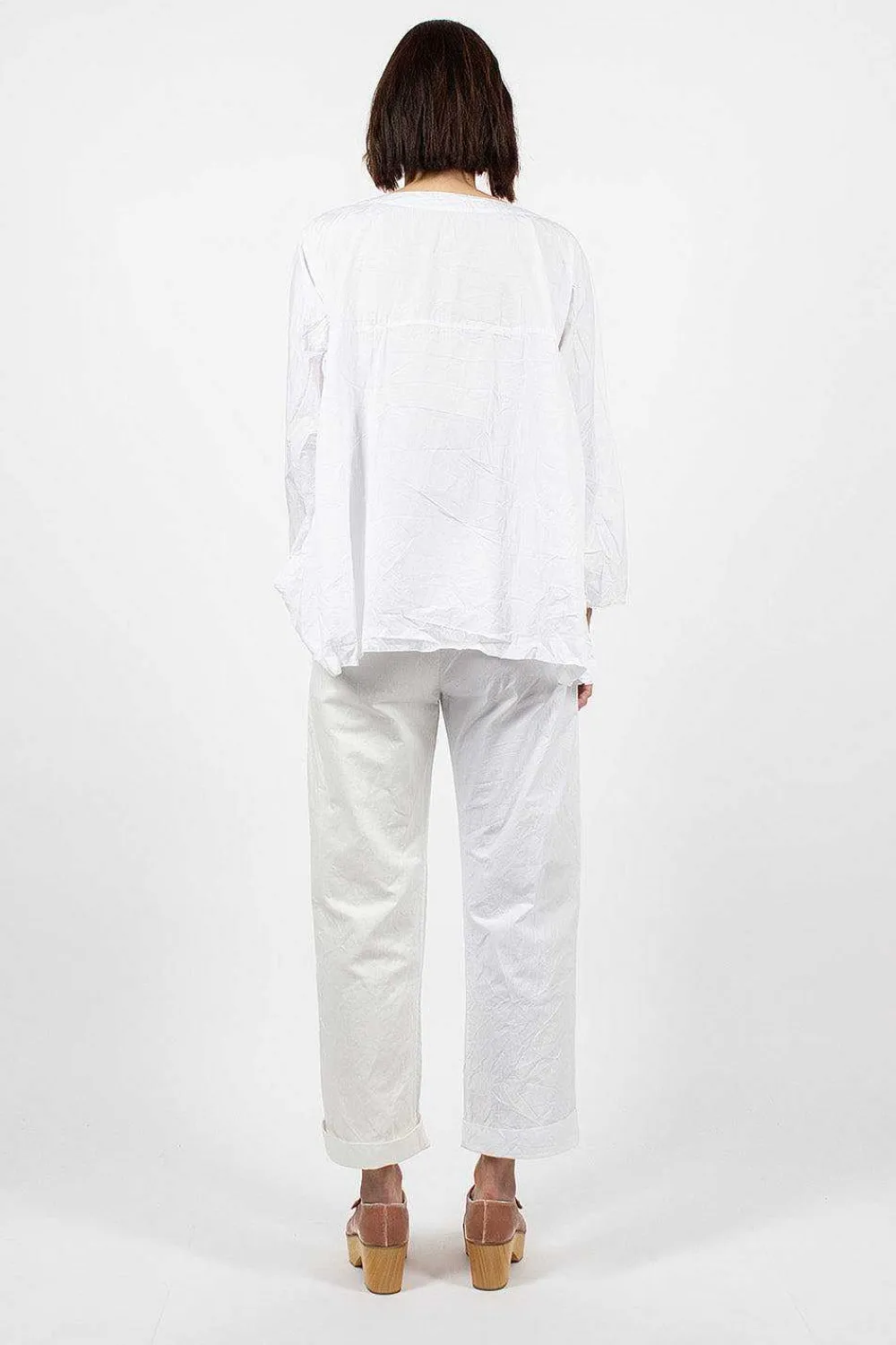 Daniela Gregis Washed Cotton Straight Leg Pant White| Trousers